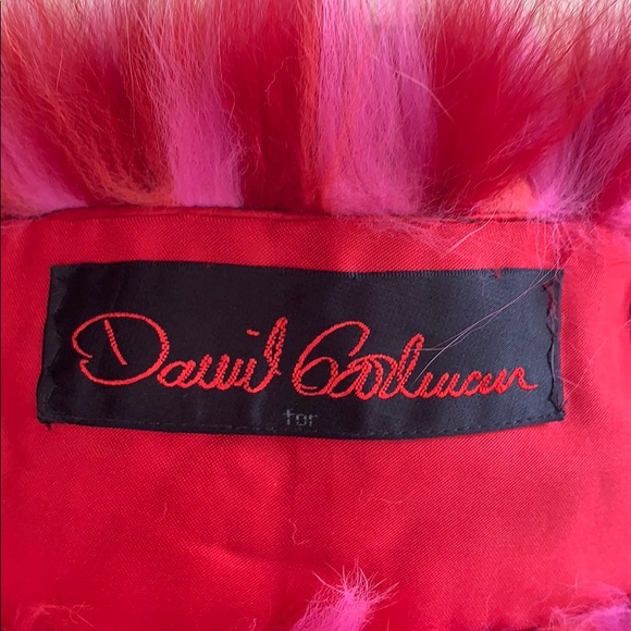 Rare Vintage David Goodman Red/Pink Real Fur Stole - Picture 4 of 4